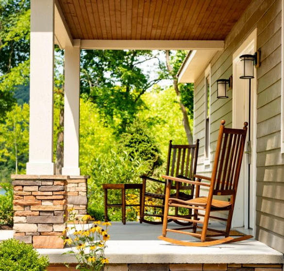 cottage porch with rocking chairs